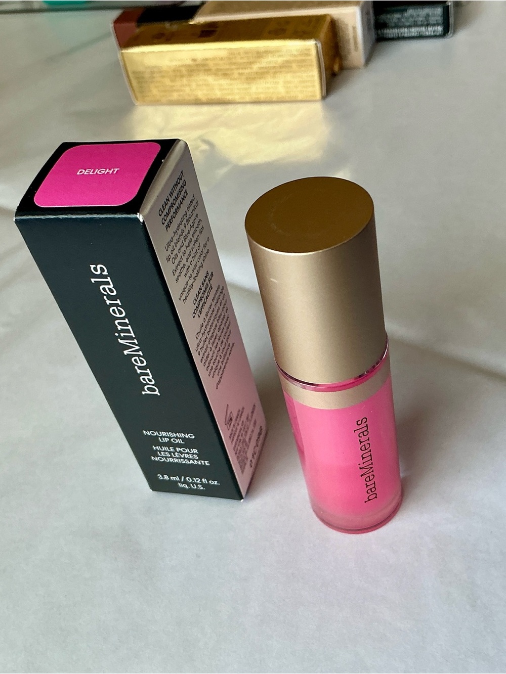 bareMinerals Nourishing Lip Oil Delight Pink 3.8ml Vegan NIB